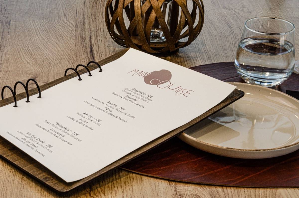 board menu food azzuro