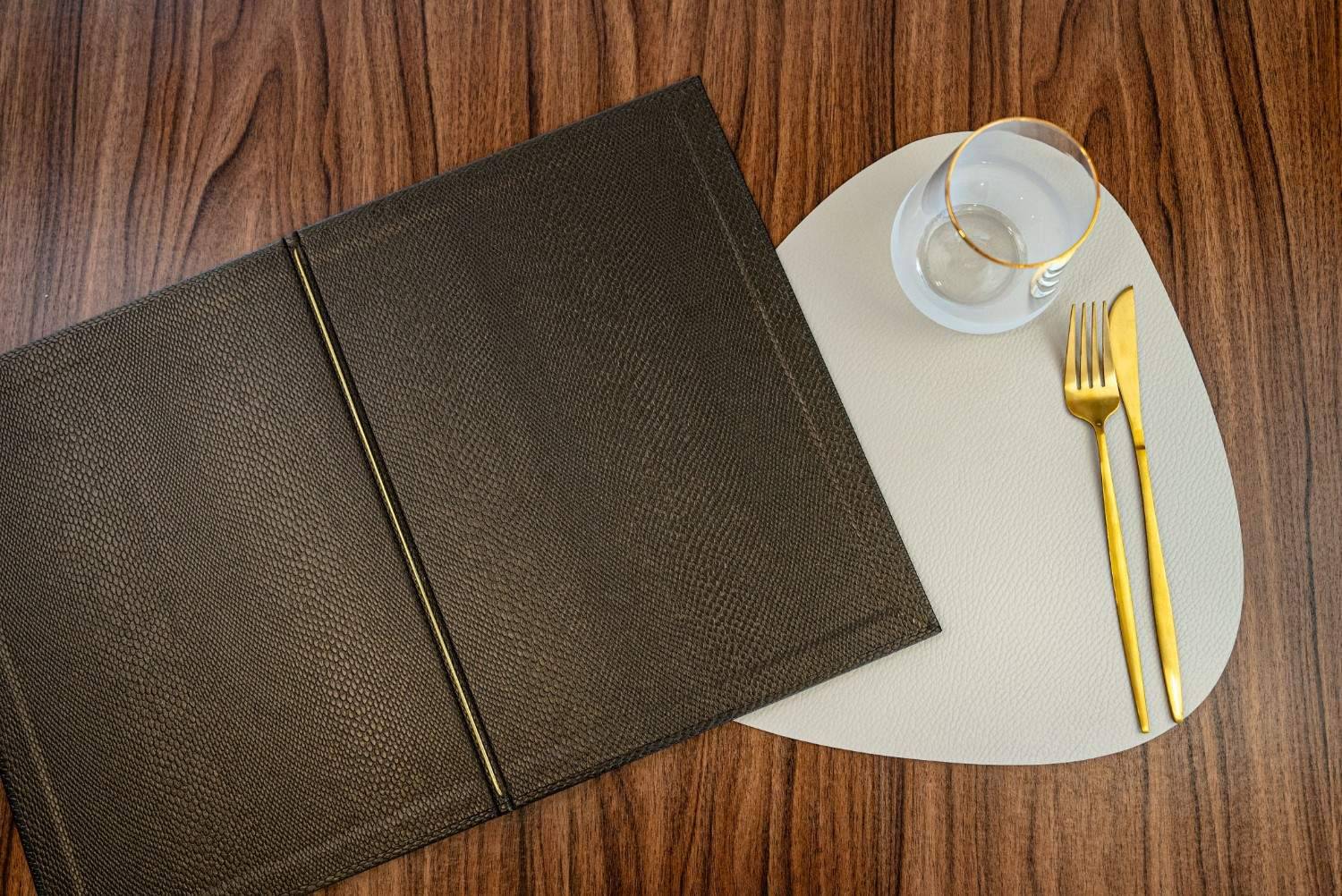 hard cover menu food mykonos bliss