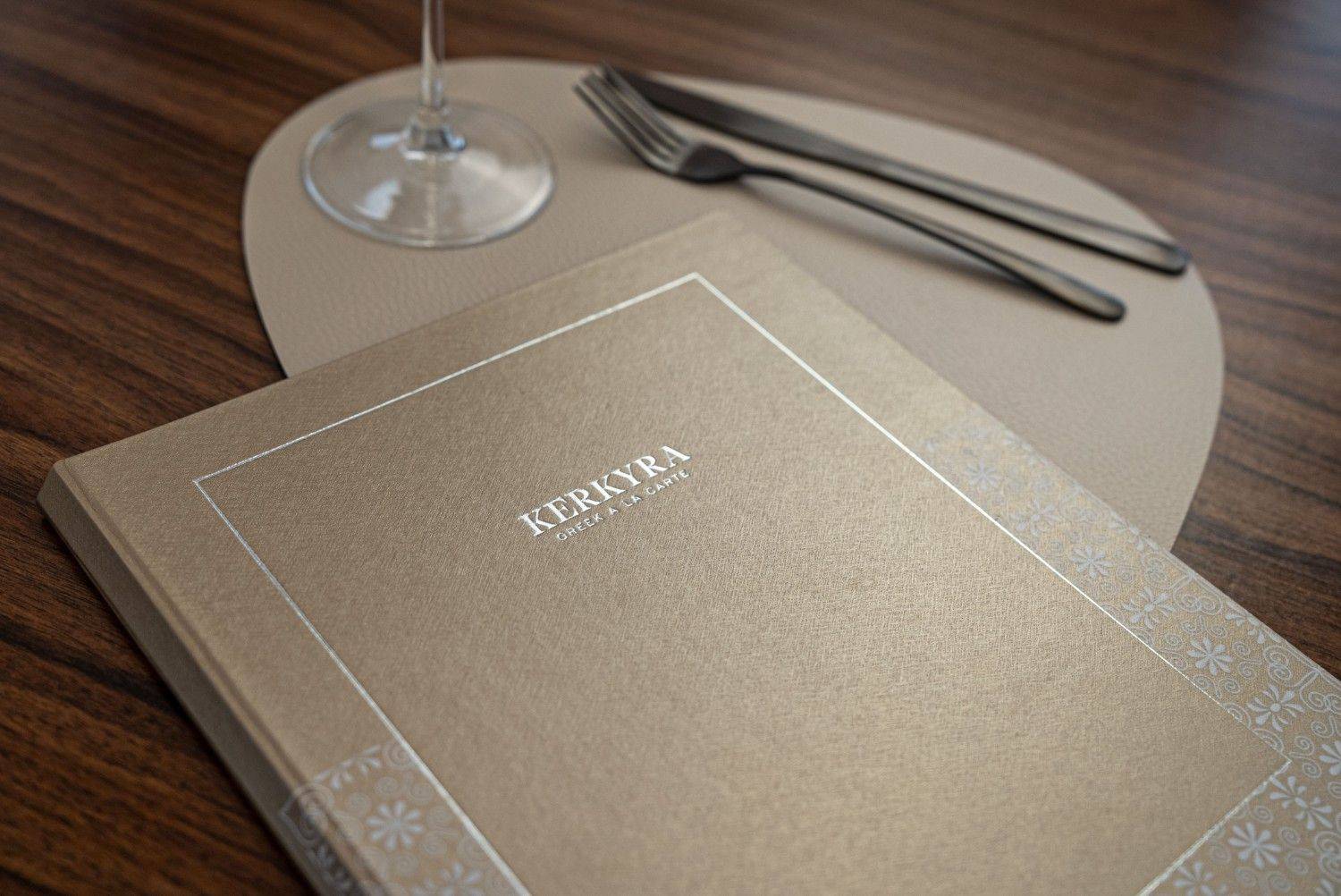 hard cover menu food ikos kerkyra