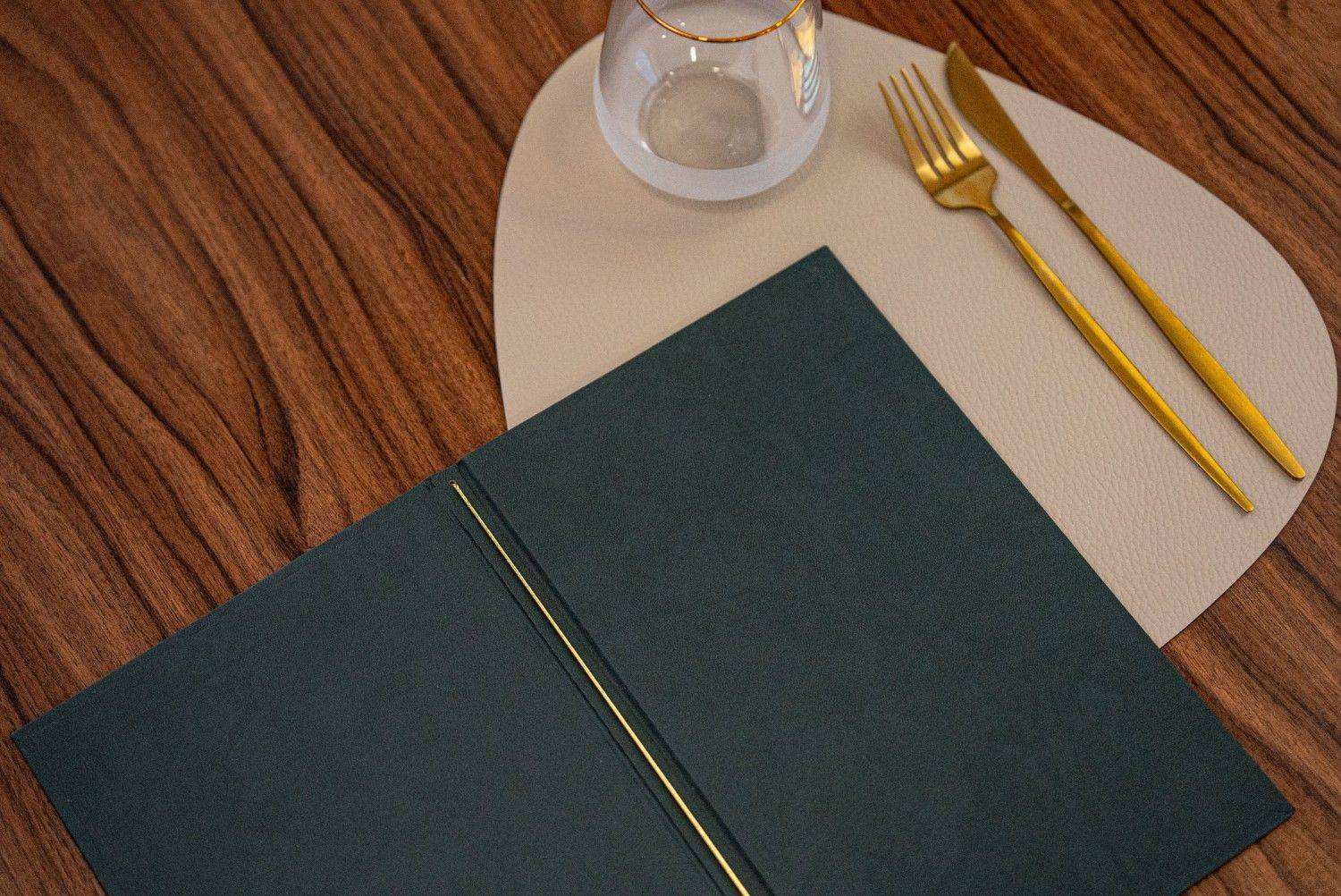 hard cover menu wine bubbles olivar
