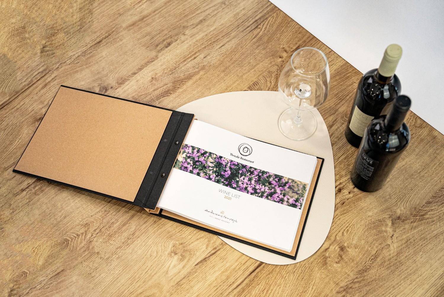 hard cover menu wine andronis