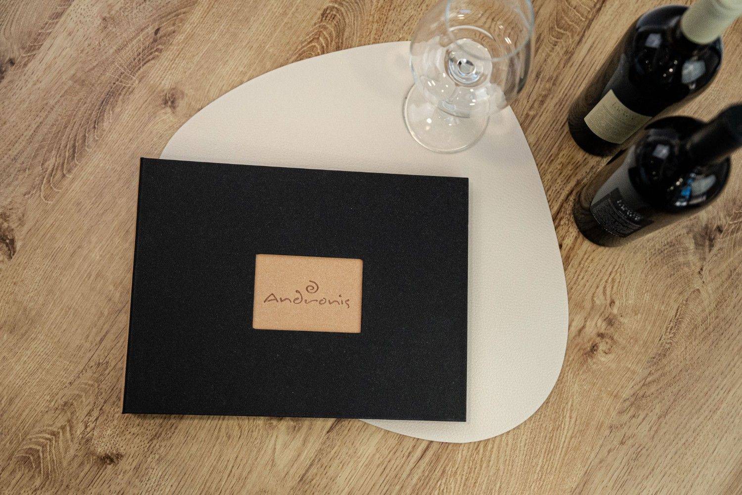 hard cover menu wine andronis