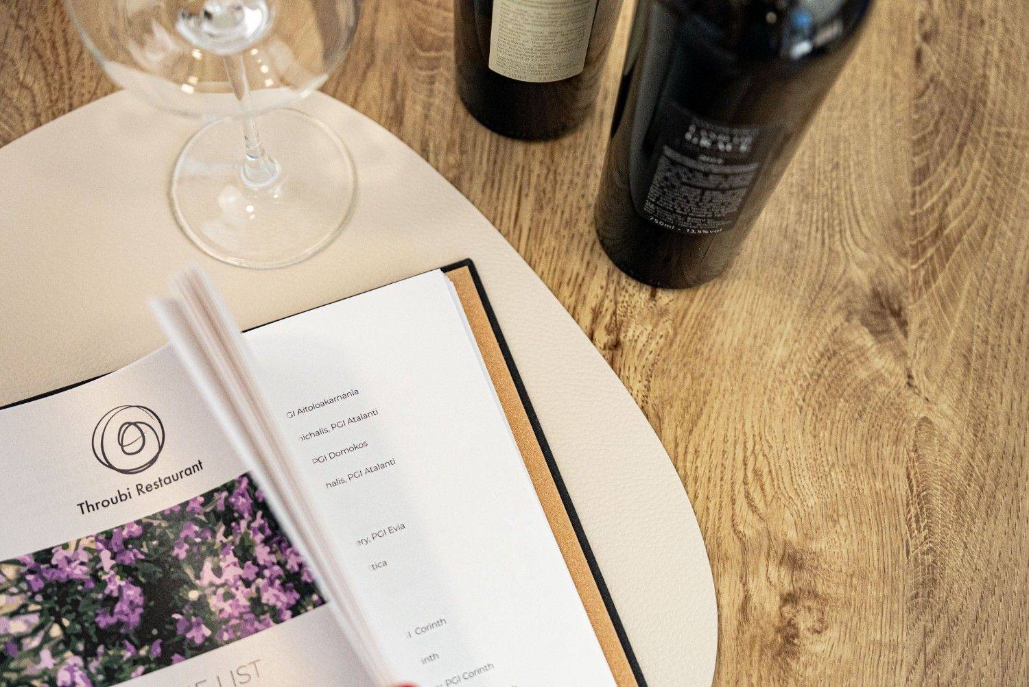 hard cover menu wine andronis